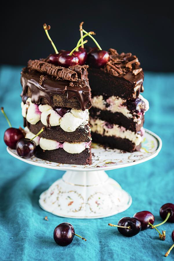 Black Forest Gateau, A Piece Removed Photograph by Lucy Parissi