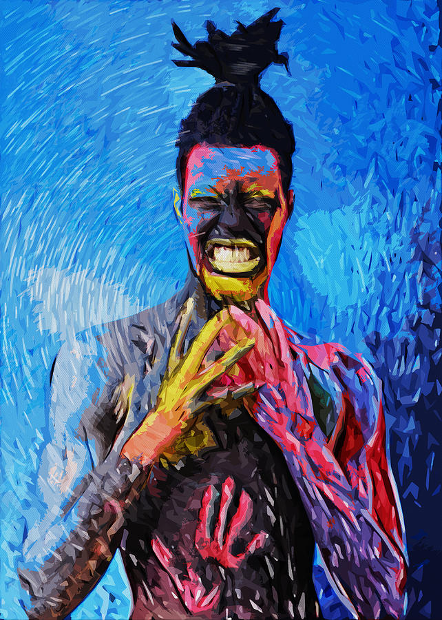 Black Guy Painted  with colors Digital Art by Carlos V