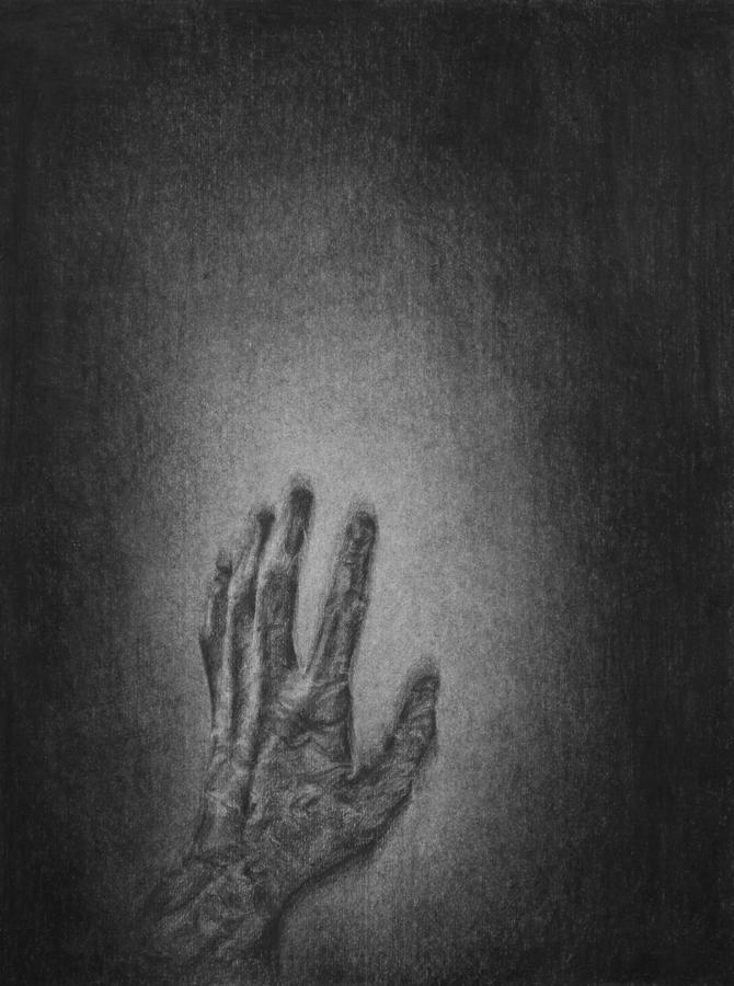 Black Hand Falling Drawing by Enensi