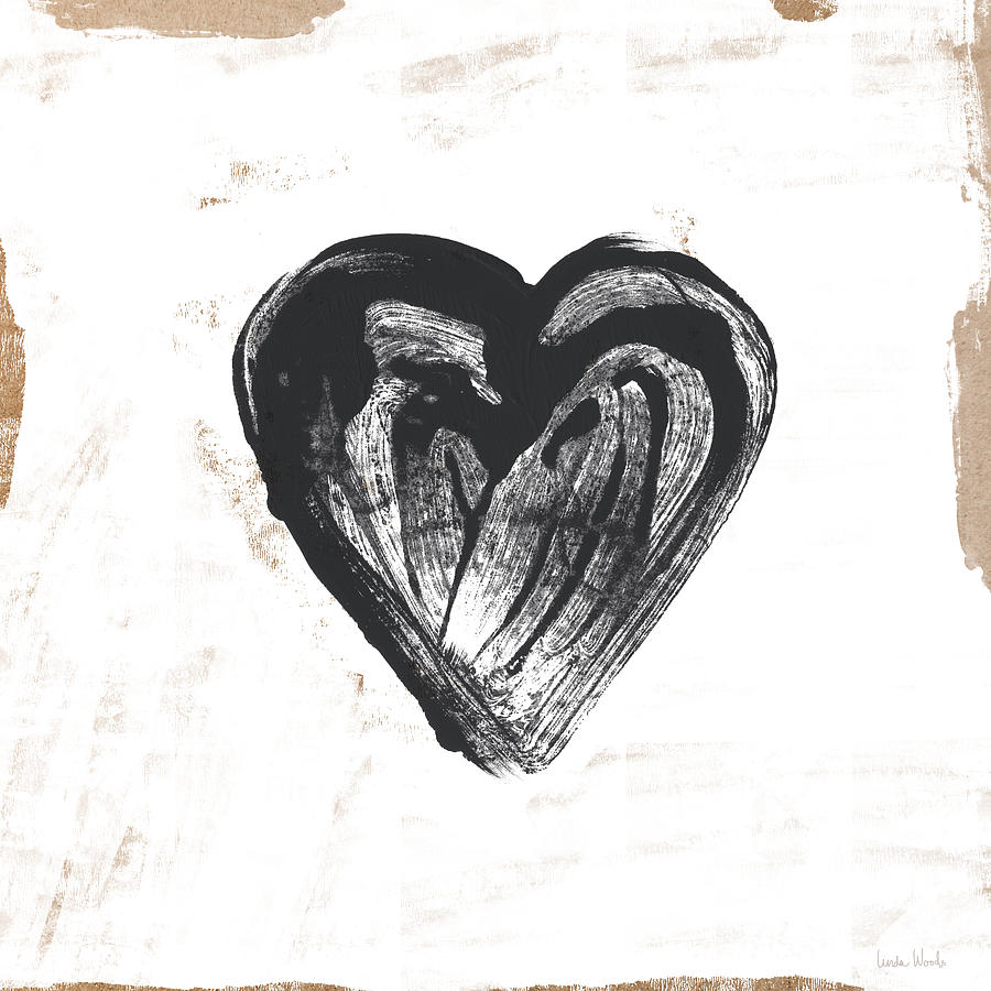 Black Heart- Art by Linda Woods Mixed Media by Linda Woods
