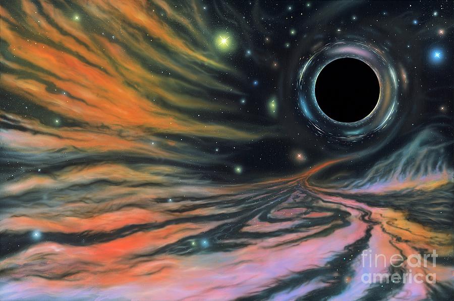 Space Photograph - Black Hole And Nebula by Richard Bizley/science Photo Library