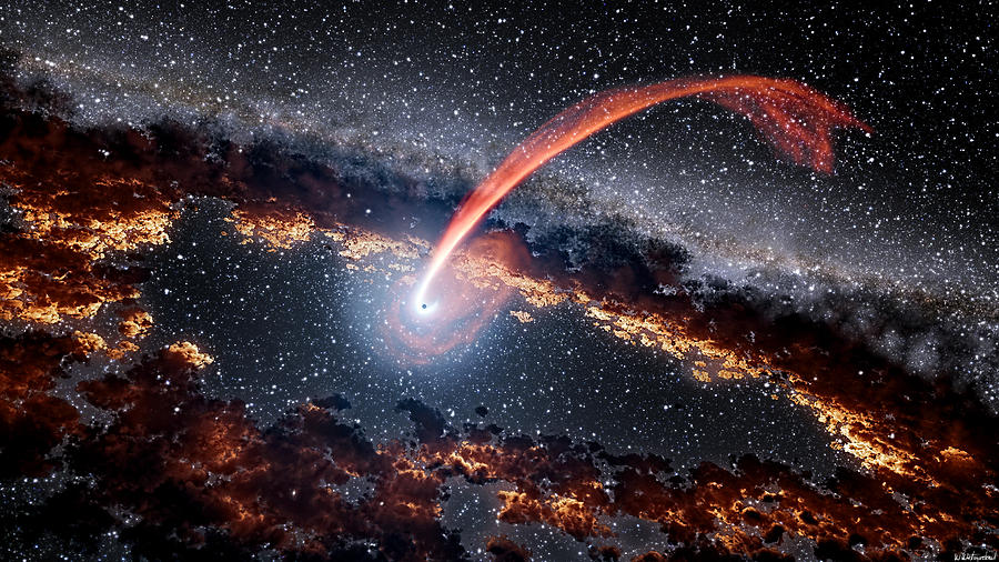 Black Hole Eating Star - Enhanced Digital Art by Weston Westmoreland