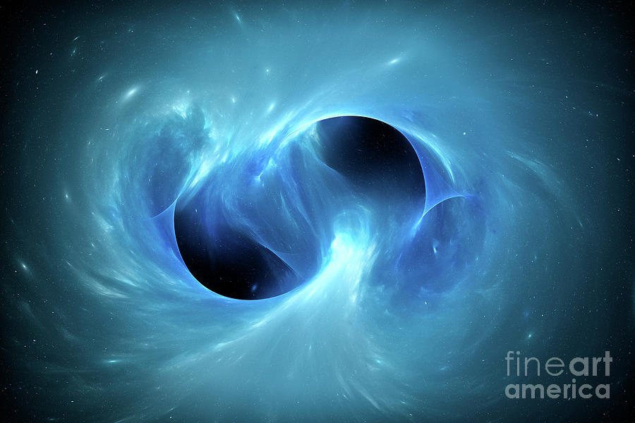 Black Holes Merging In Space Photograph by Sakkmesterke/science Photo Library