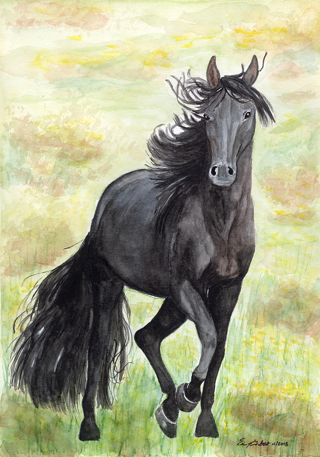 Black Horse Painting By Erica Tolbert