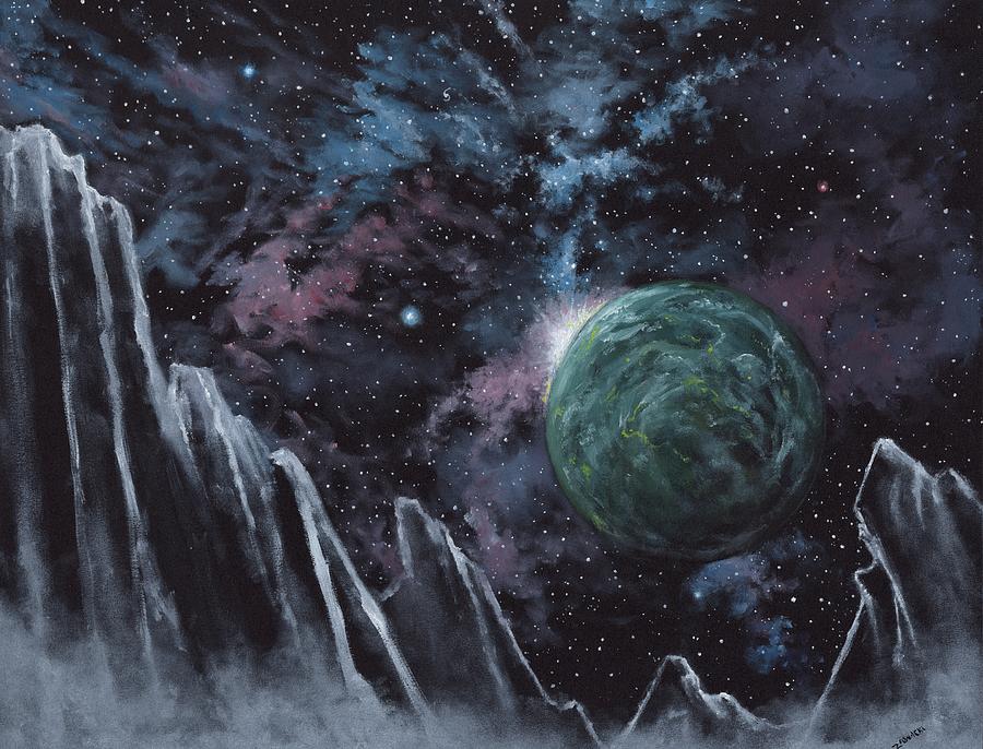 Space Painting - Black Ice Canyon by Michael Zawacki