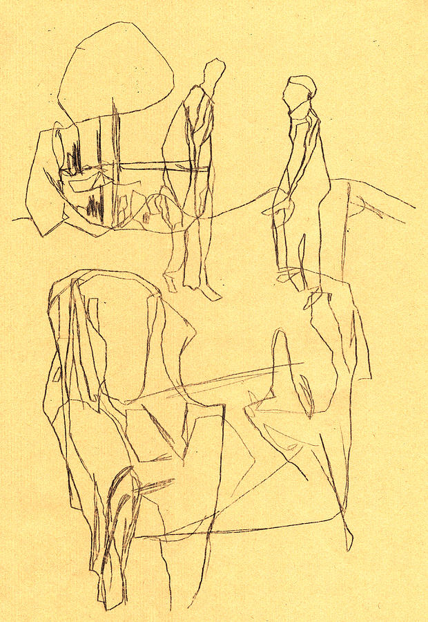 Black Ivory 2 Yellow paper Armchair Drawing by Edgeworth Johnstone