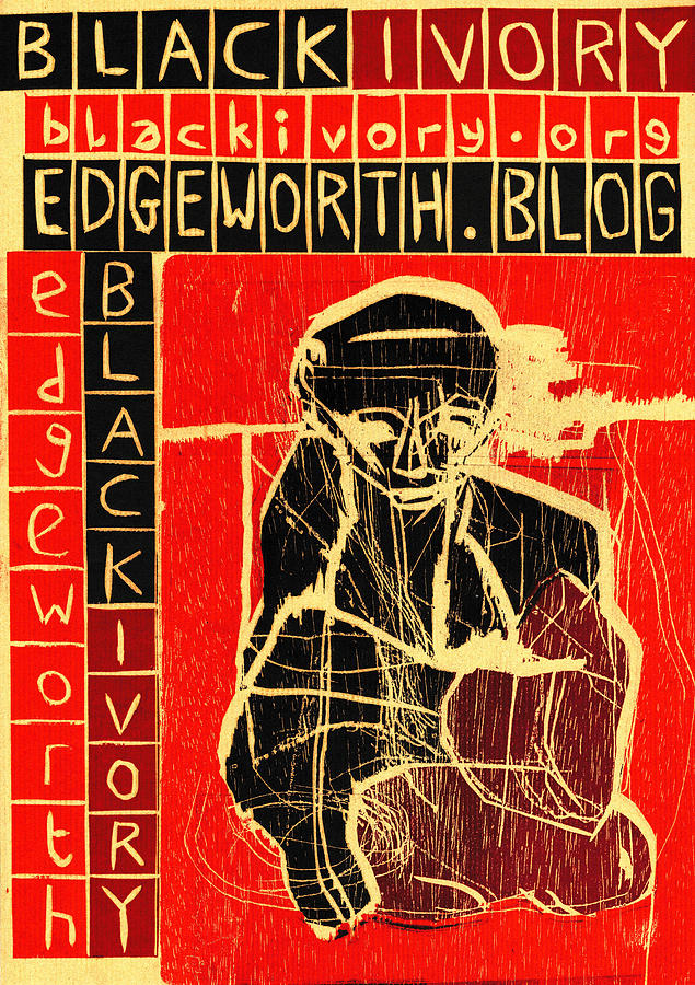 Black Ivory Kneeling Man Relief by Edgeworth Johnstone