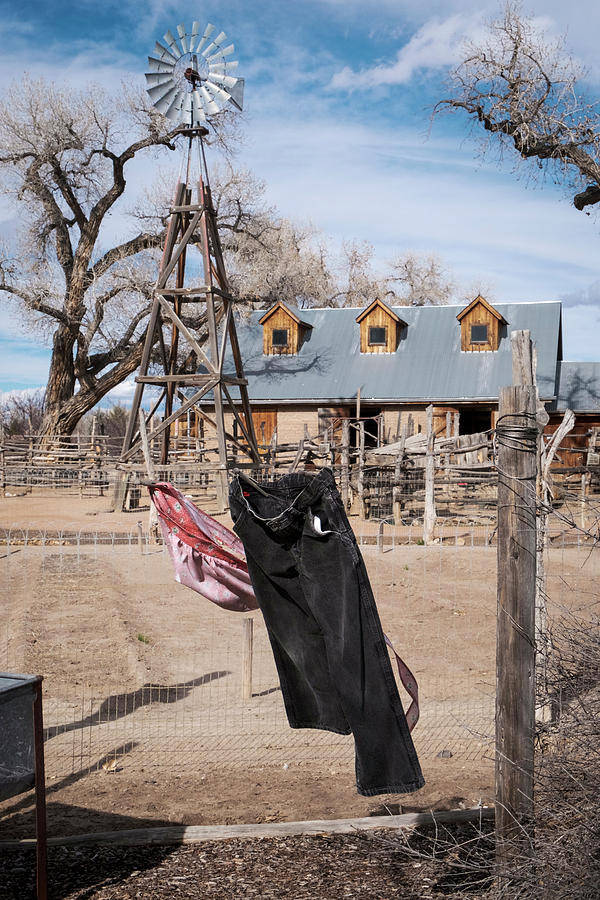 Albuquerque Photograph - Black Jeans and Faded Red Apron in the Wind by Mary Lee Dereske