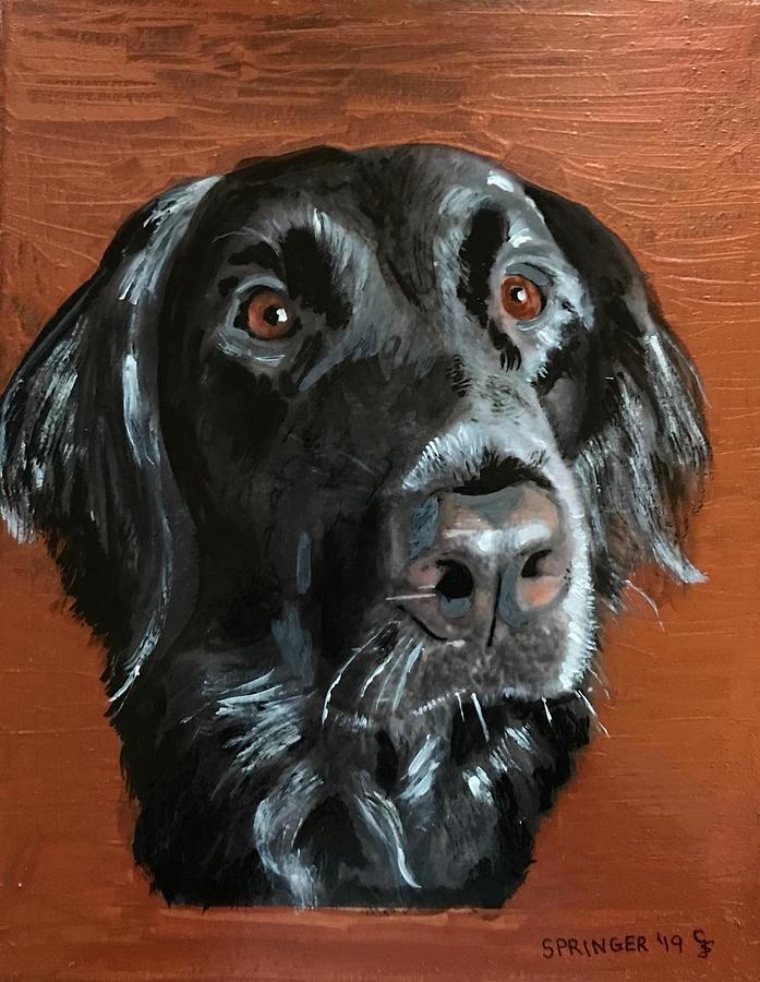 Black Lab Portrait Painting by Gary Springer