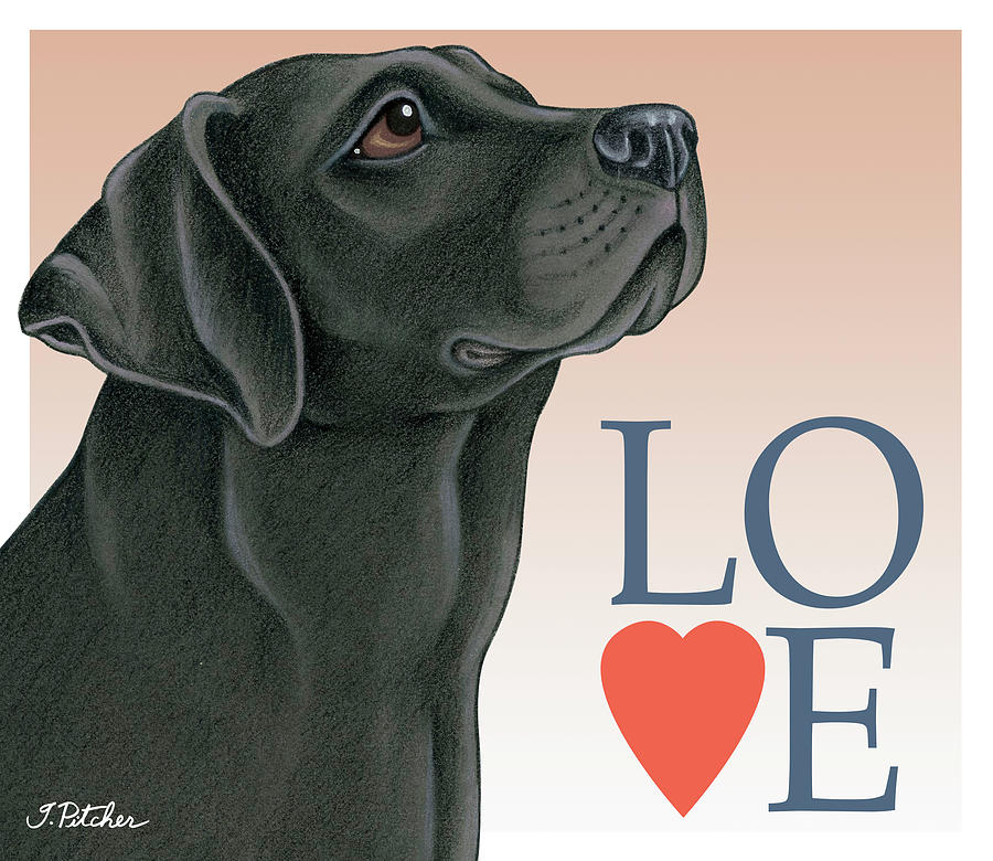 Inspirational Mixed Media - Black Labrador Love by Tomoyo Pitcher