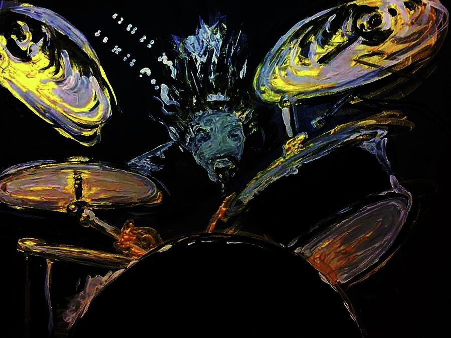 Drum Mixed Media - Black Light by Debora Lewis