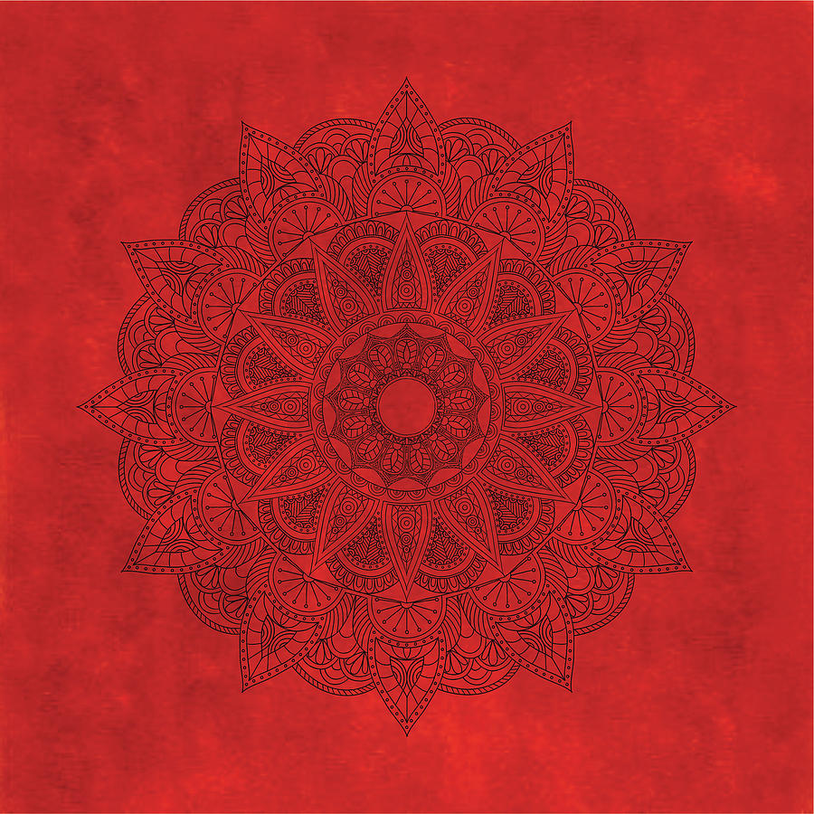 Black Mandala On Red Stains Background Digital Art by Gerson Ramos - Fine  Art America