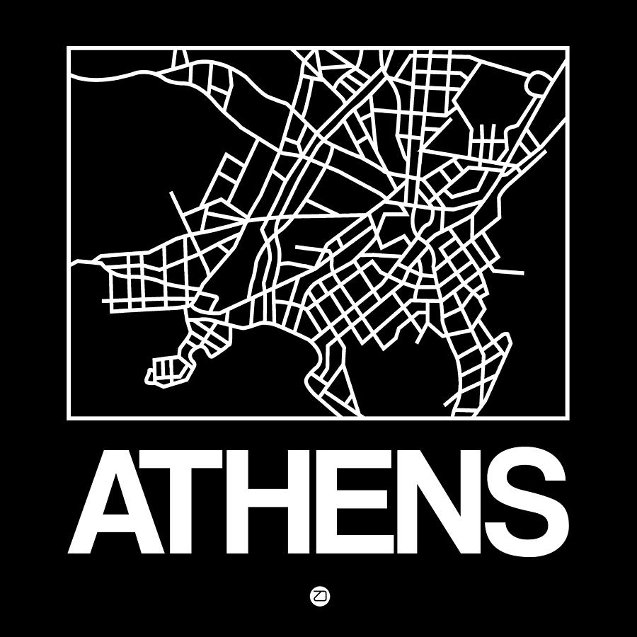 Map Digital Art - Black Map of Athens by Naxart Studio