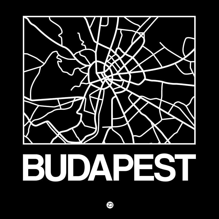 Map Digital Art - Black Map of Budapest by Naxart Studio
