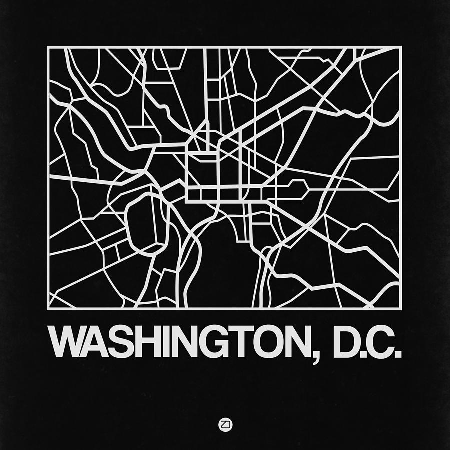 Map Digital Art - Black Map of Washington, D.C. by Naxart Studio