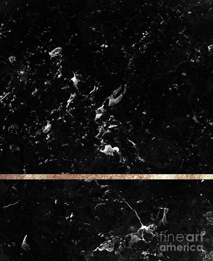 Nature Mixed Media - Black Marble with Rose Gold Stripe #1 #shiny #glam #decor #art by Anitas and Bellas Art