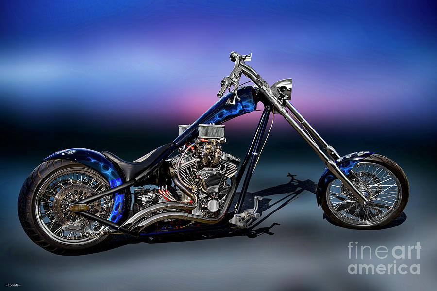 Motorcycle Photograph - Black n Blue Chopper by Dave Koontz