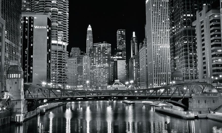 Black Night On The Chicago River Photograph