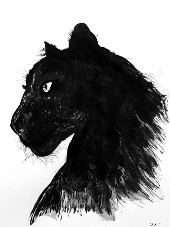 Black Panther Drawing by Abstract Angel Artist Stephen K