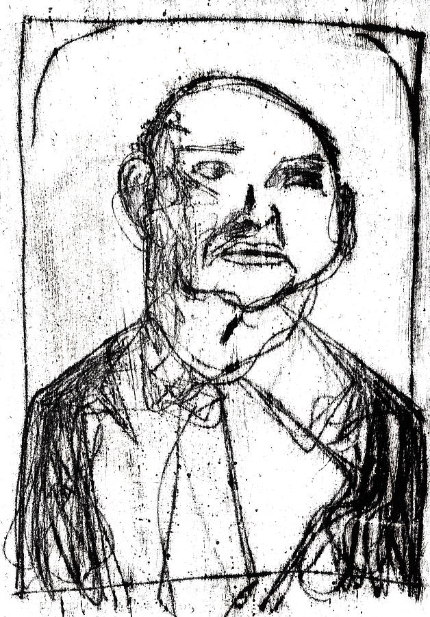 Black portrait of a man in a tie Drawing by Edgeworth Johnstone