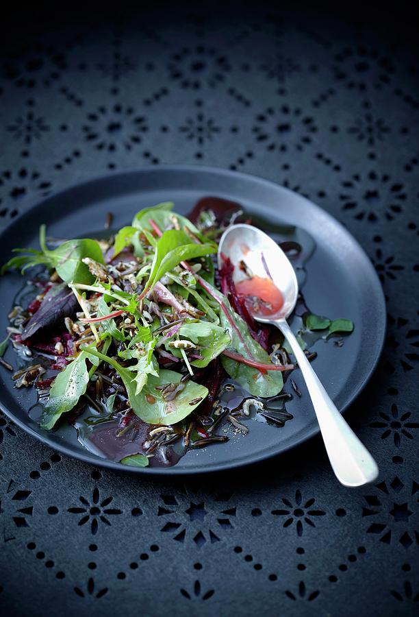 Black Rice, Beetroot And Parmesan Fancy Salad Photograph by Nicoloso