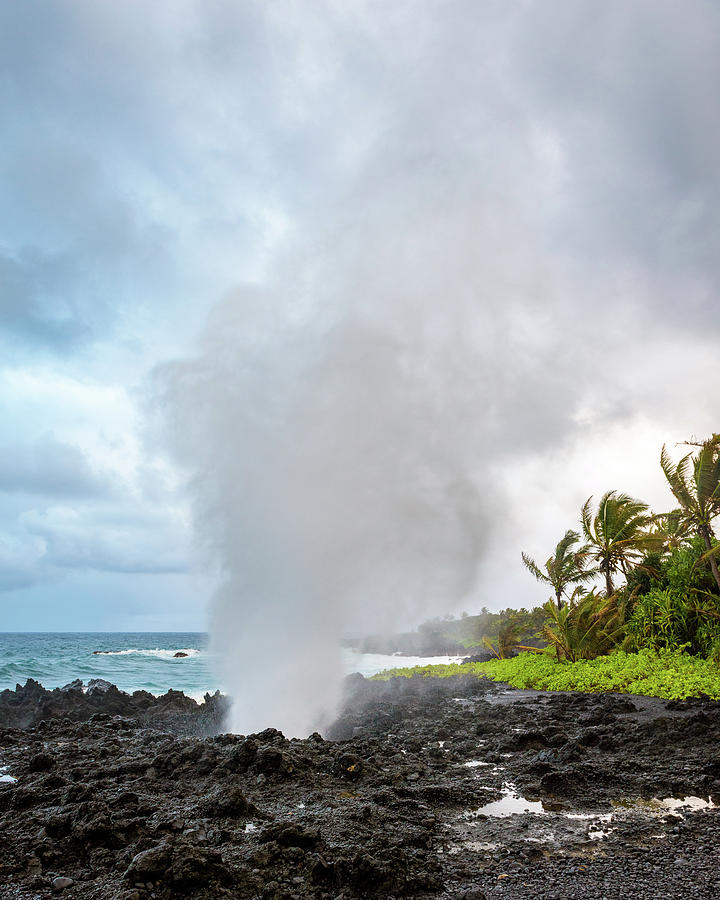 Black Sand Beach Water Spout Photograph by Zach Hall