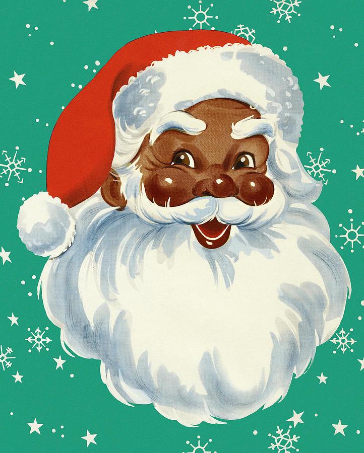 Christmas Drawing - Black Santa Claus by CSA Images