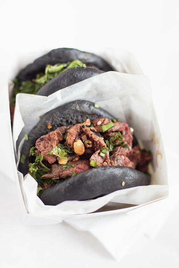 Black Sesame Beef Flank Steak Steamed Buns Photograph by Zappie
