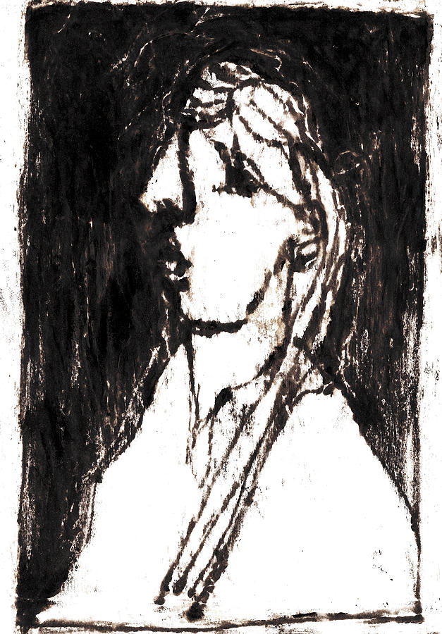 Black Side Portrait Drawing by Edgeworth Johnstone