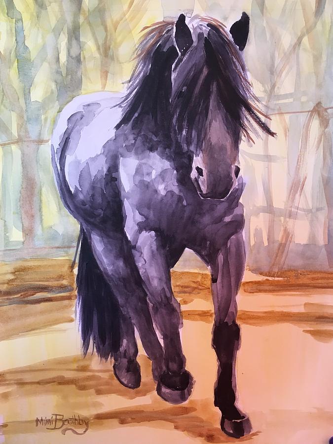 Black Stallion Painting by Mimi Boothby