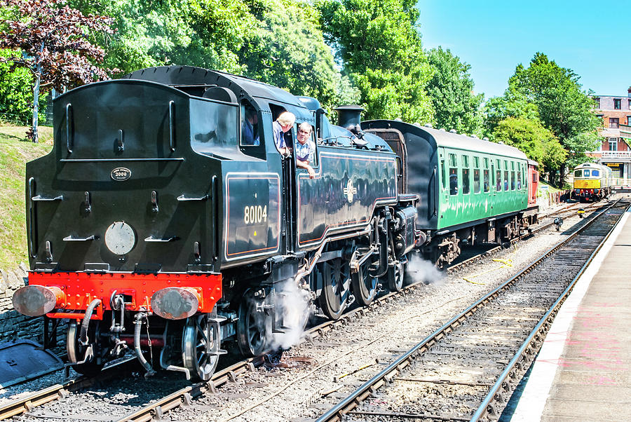 Black Steam Engine Driver Conversation Photograph by RW Jemmett - Fine ...