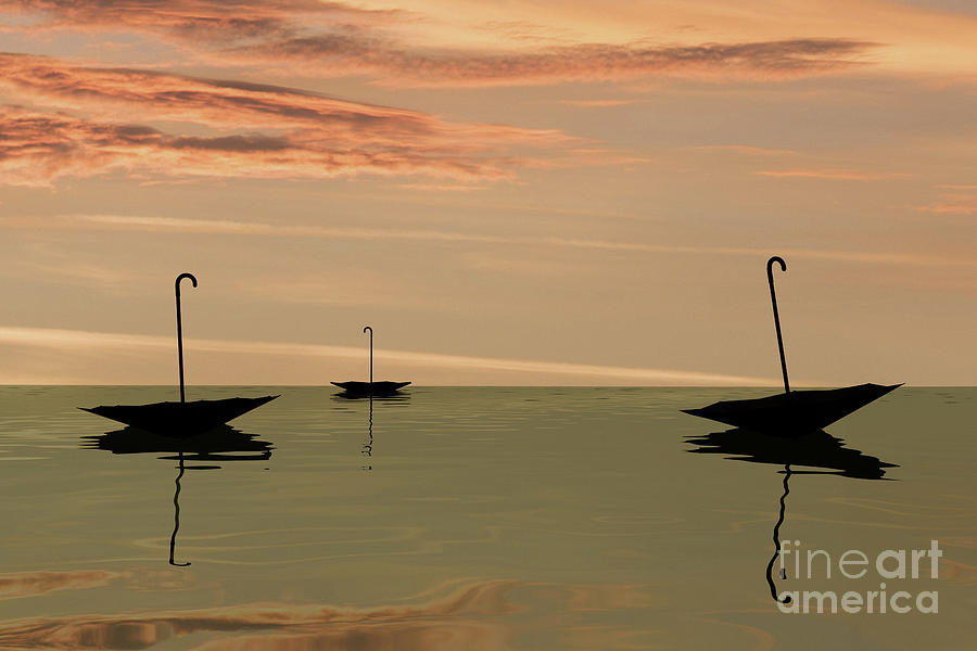 Black swan umbrellas Digital Art by Clayton Bastiani