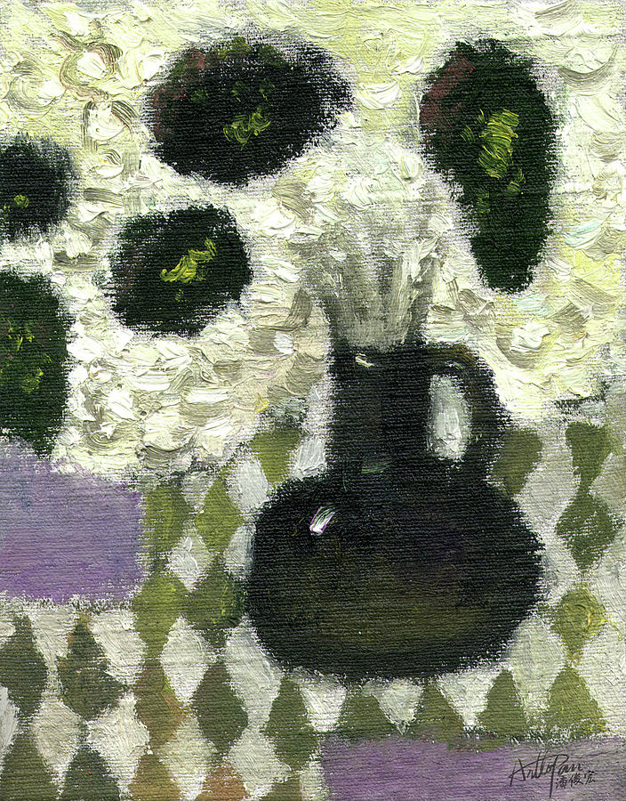 Black Vase-ArtToPan drawing-Freehand brushwork oil painting still life Painting by Artto Pan
