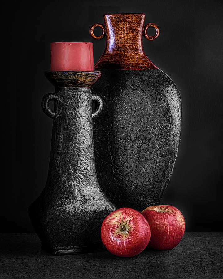 Apple Photograph - Black Vase with Red Apples by Tom Mc Nemar