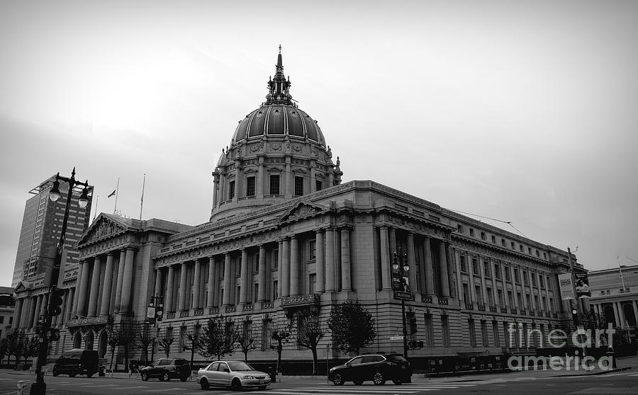 Black White City Hall Downtown San Francisco  Photograph by Chuck Kuhn