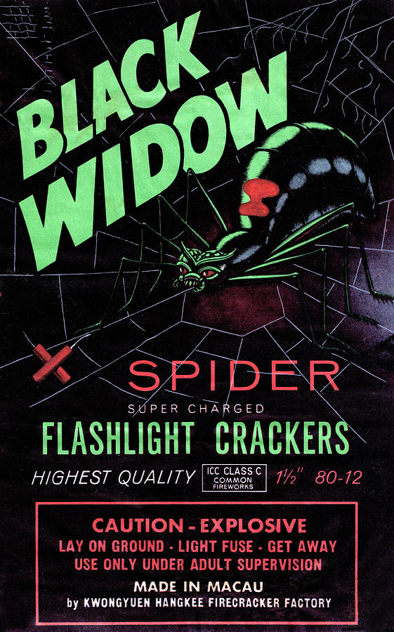 Black Widow Spider Flashlight Crackers Painting by Unknown