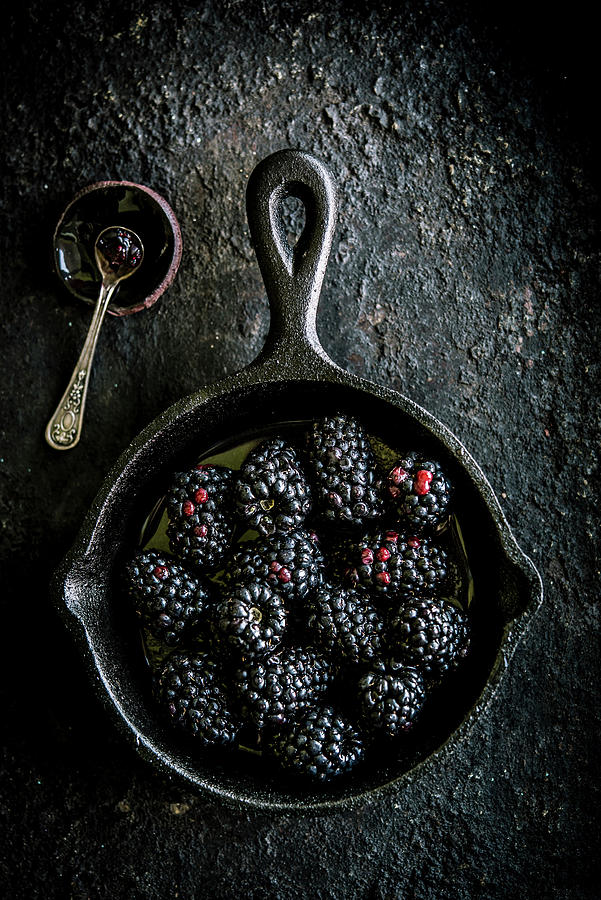 Blackberries On A Black Background Photograph by Diana Kowalczyk