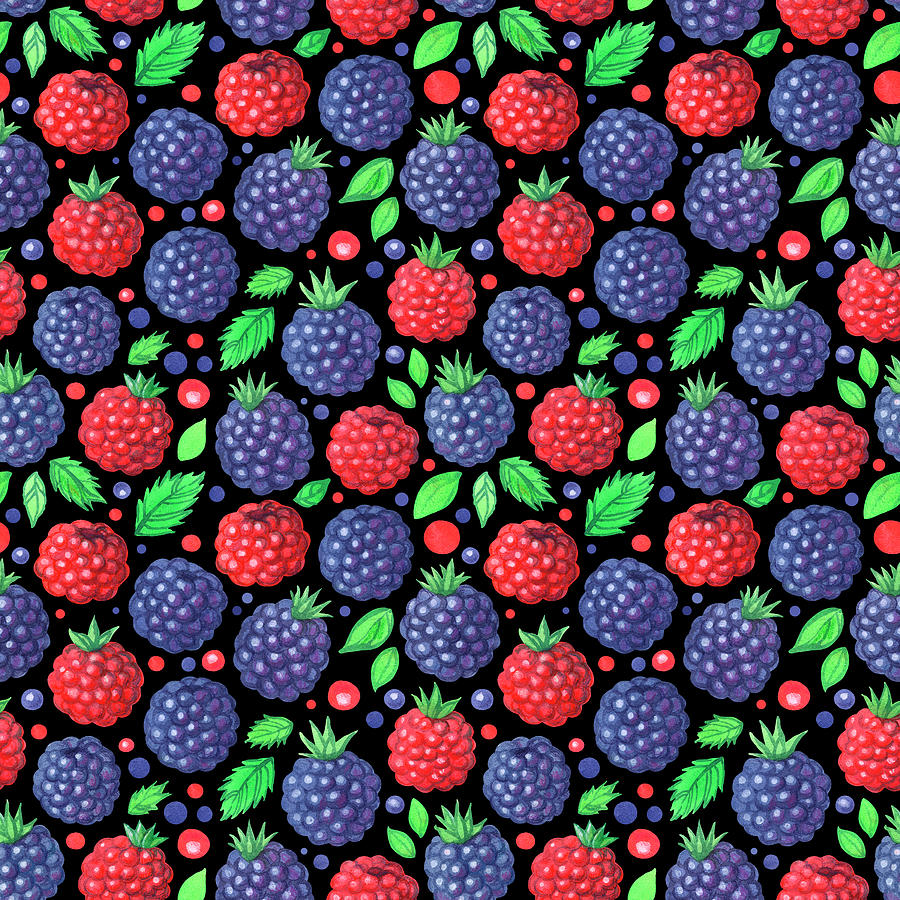 Pattern Digital Art - Blackberry And Raspberry by Anastasia Khoroshikh