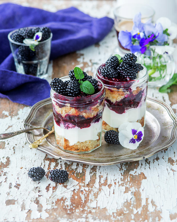 Blackberry Cream Cheese Trifle Photograph by Irina Meliukh