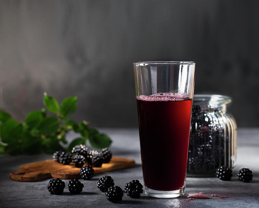 Blackberry Juice And Fresh Blackberries Photograph by Christian Schuster