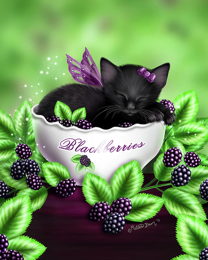 Kitten Digital Art - Blackberry Kitten by Melissa Dawn