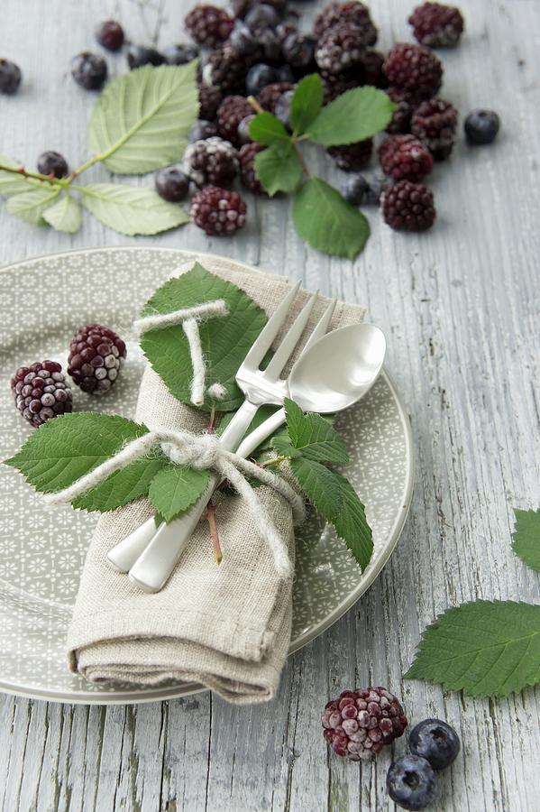 Blackberry Place Setting Decoration Photograph by Martina Schindler