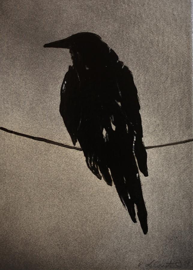 Blackbird on a Wire. Painting by Ralph LeCompte