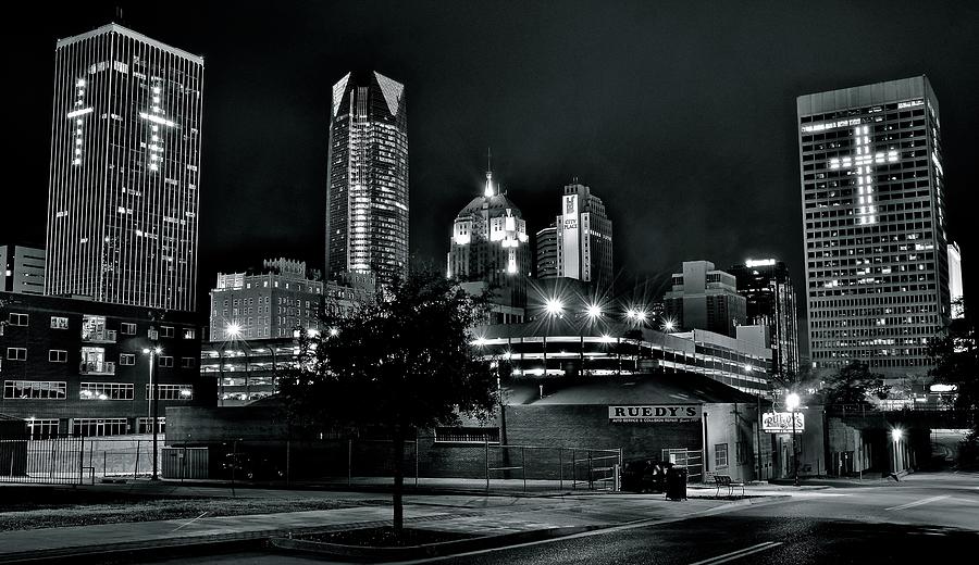 City Photograph - Blackest of Nights in OKC by Frozen in Time Fine Art Photography