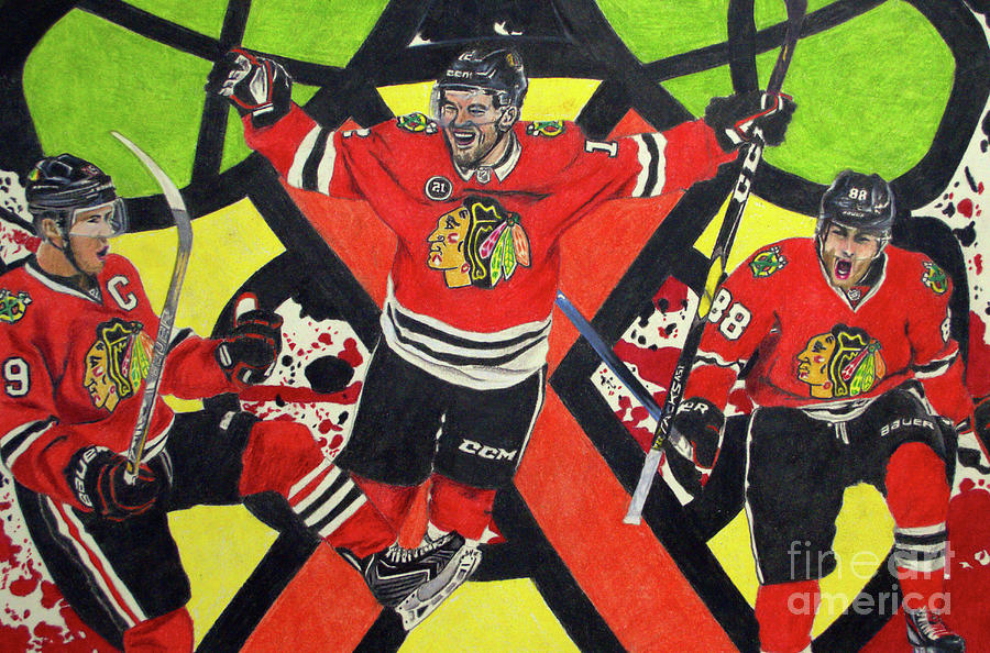 Blackhawks Authentic Fan Limited Edition Piece Drawing by Melissa Jacobsen