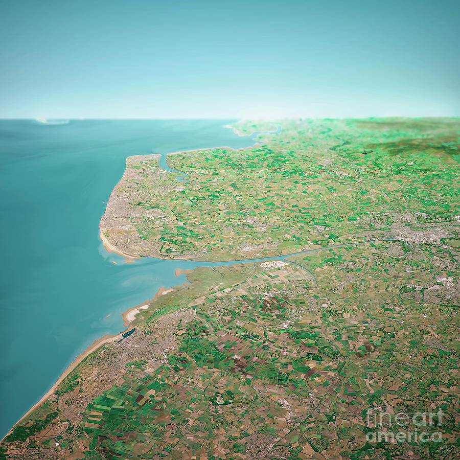 City Digital Art - Blackpool UK 3D Render Aerial Horizon View From South Jun 2018 by Frank Ramspott