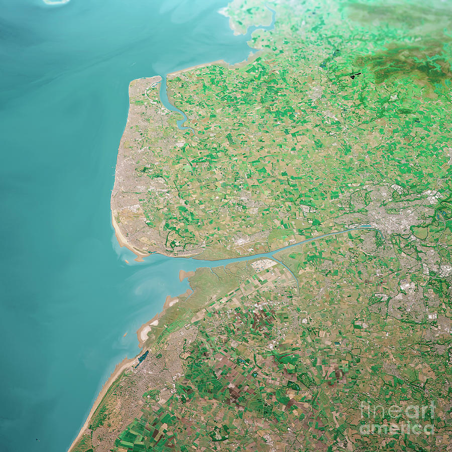 City Digital Art - Blackpool UK 3D Render Aerial Landscape View From South Jun 2018 by Frank Ramspott