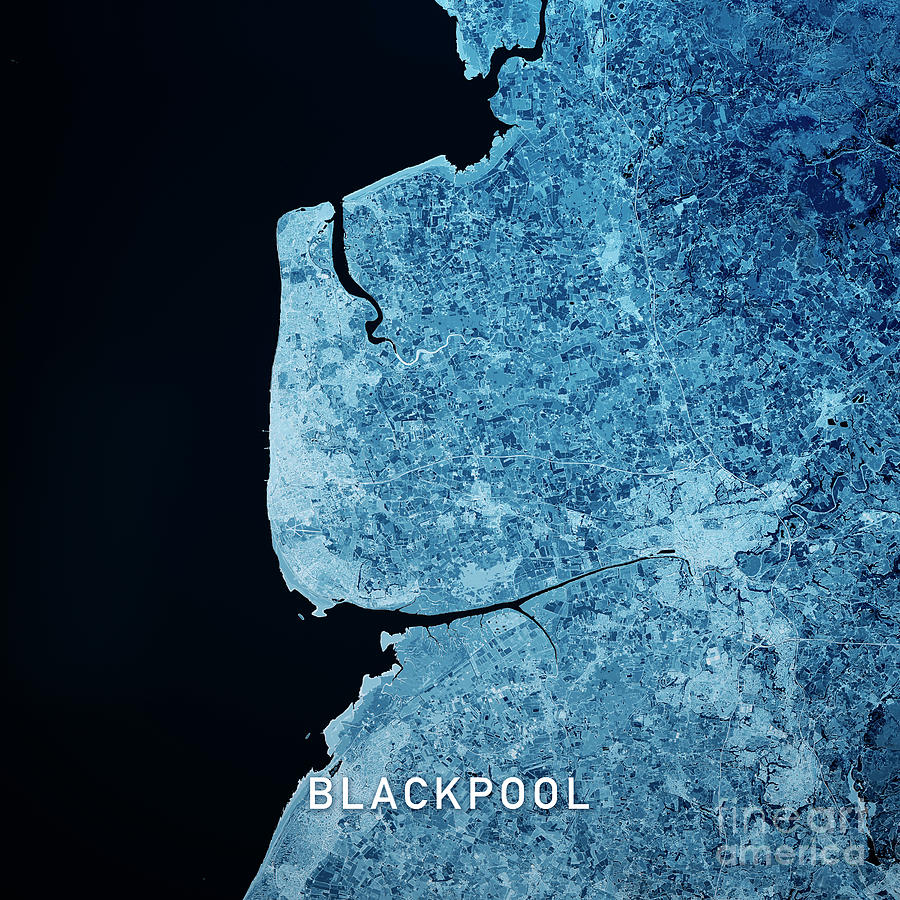 City Digital Art - Blackpool UK 3D Render Blue Top View Jun 2018 by Frank Ramspott