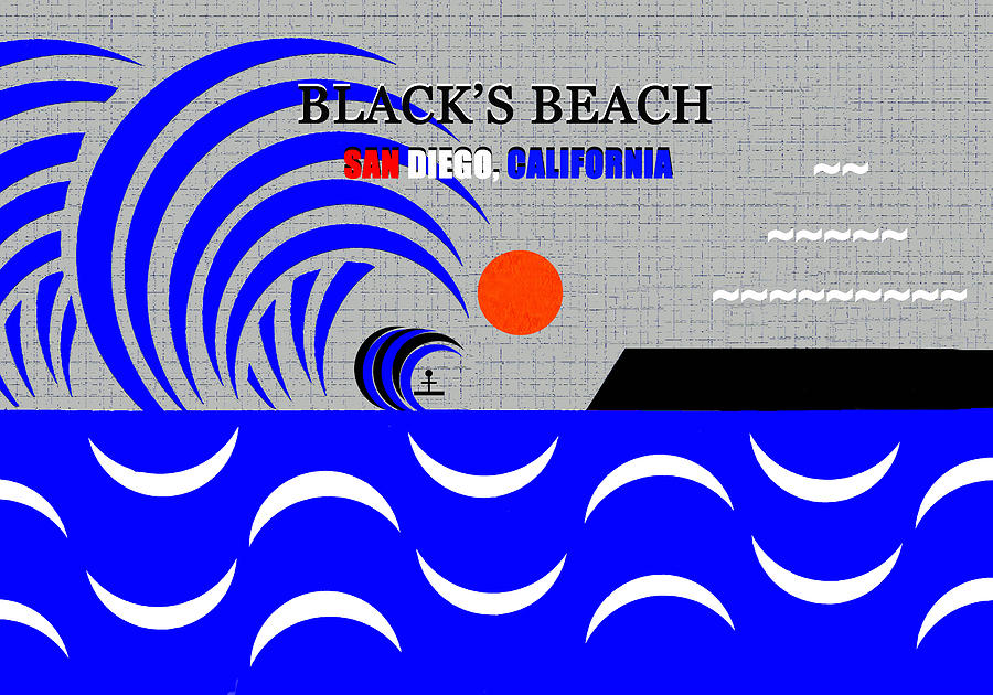 Blacks Beach California surfing art Digital Art by David Lee Thompson