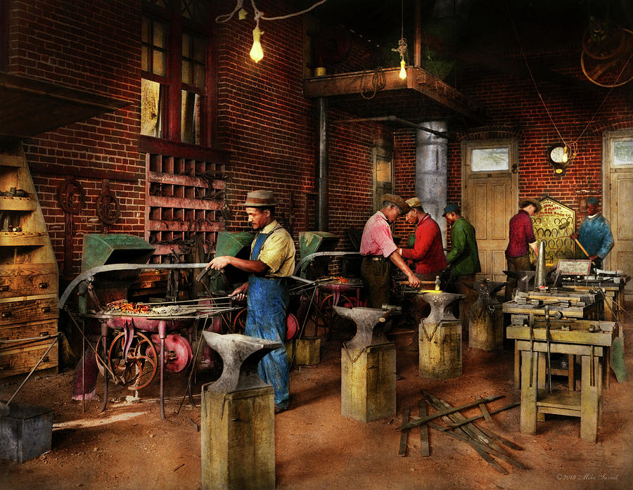 Blacksmith - Blacksmithing school 1899 Photograph by Mike Savad
